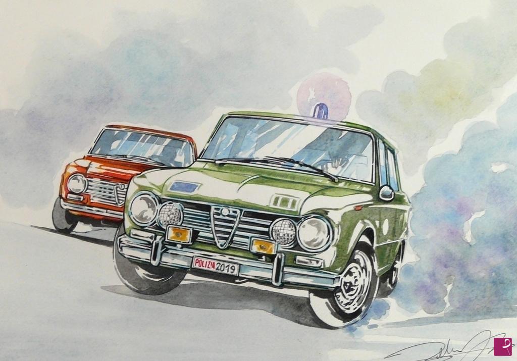 quadri in vendita online - ALFA ROMEO GIULIA  POLIZIA  1970
