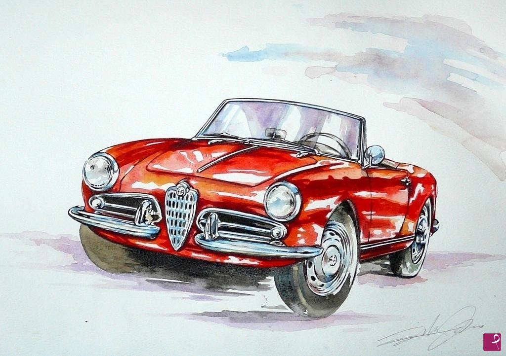 quadri in vendita online - ALFA ROMEO GIULIETTA SPIDER 1960