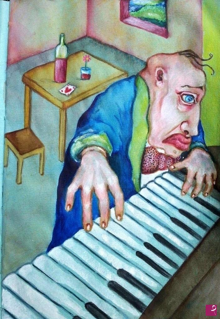 quadri in vendita online - Alfred il pianista dell' Hotel.23
