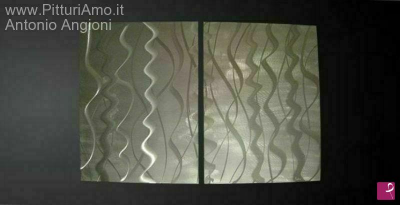 quadri in vendita online - Alghe marine argento mosaico
