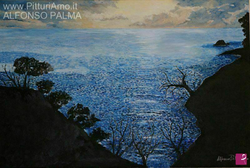 quadri in vendita online - All'imbrunire sul mare