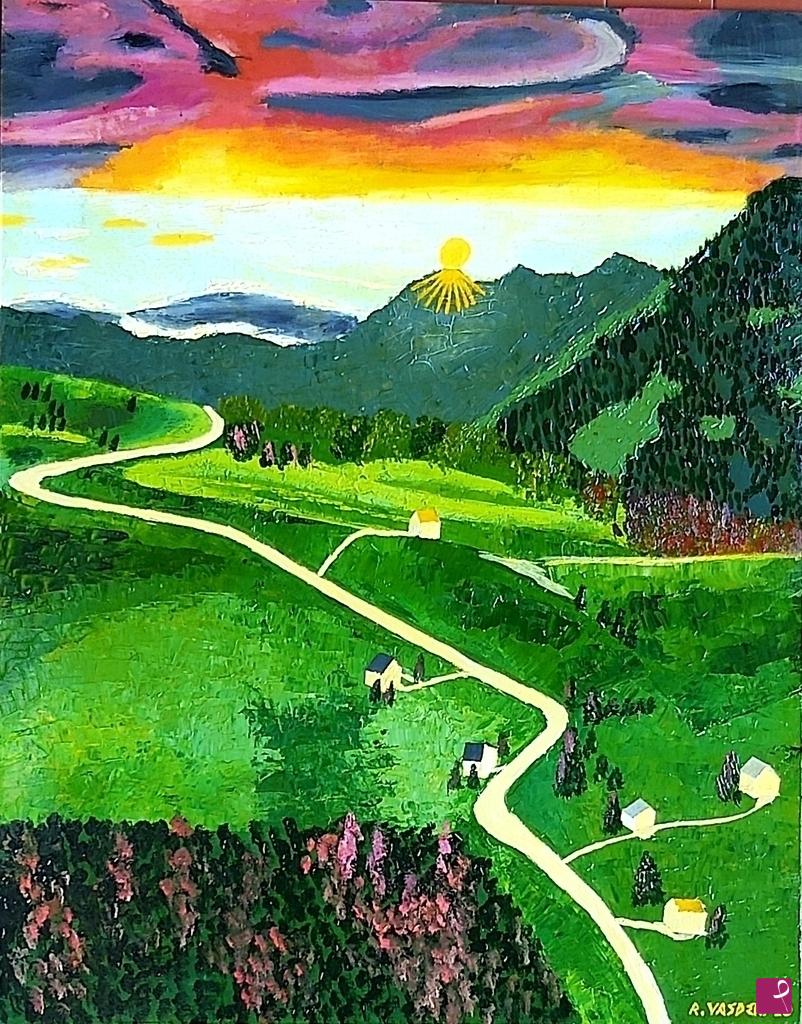quadri in vendita online - ALTOPIANO AL TRAMONTO