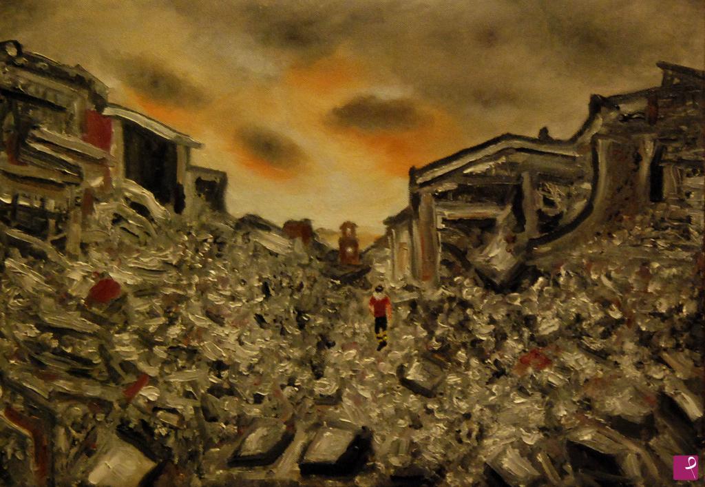 quadri in vendita online - Amatrice, tramonto, 24 Agosto 2016