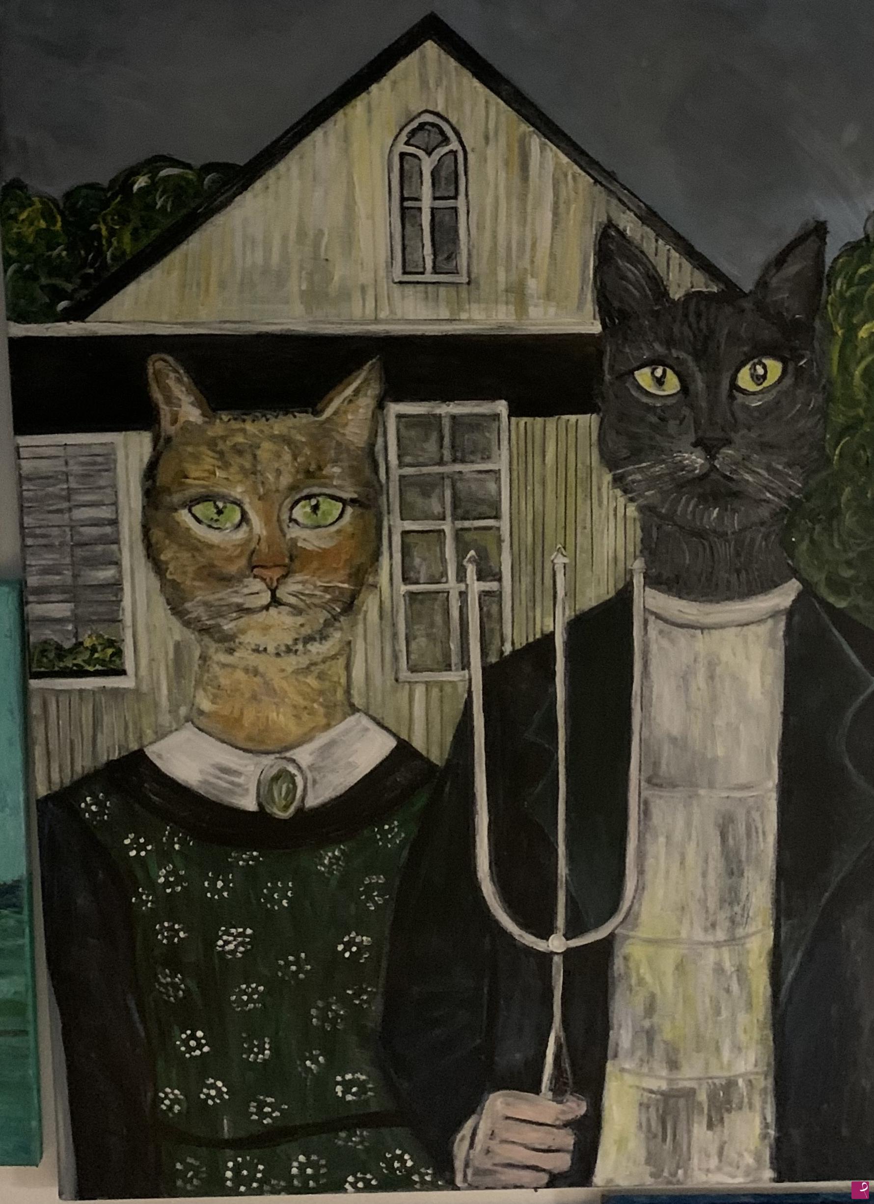 quadri in vendita online - Americano gothic cats