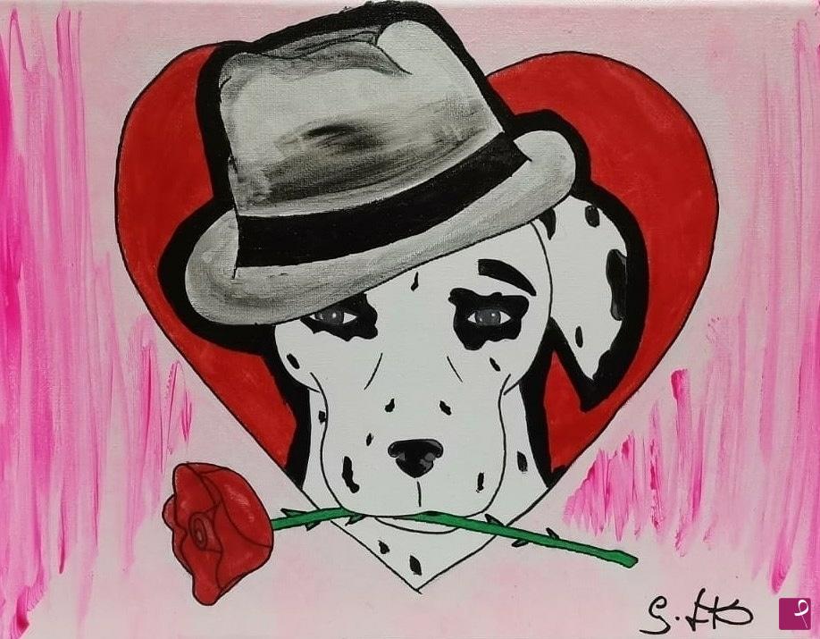 quadri in vendita online - Amore di un dalmata