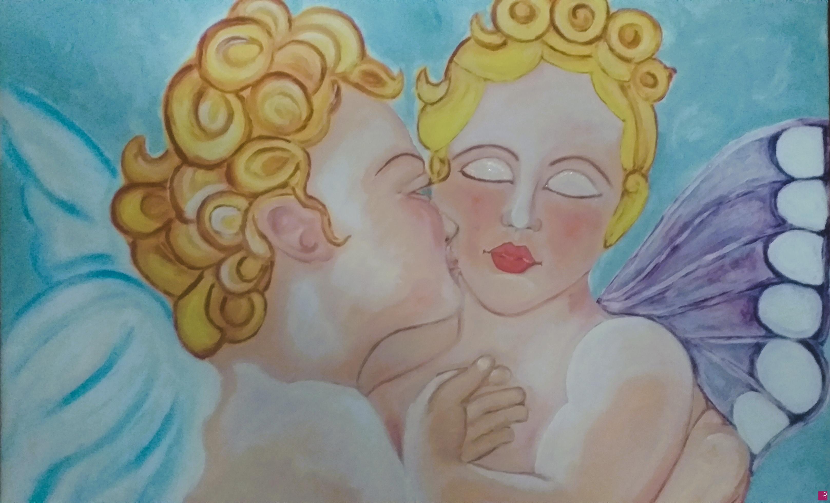 quadri in vendita online - Amore e Psiche bambini