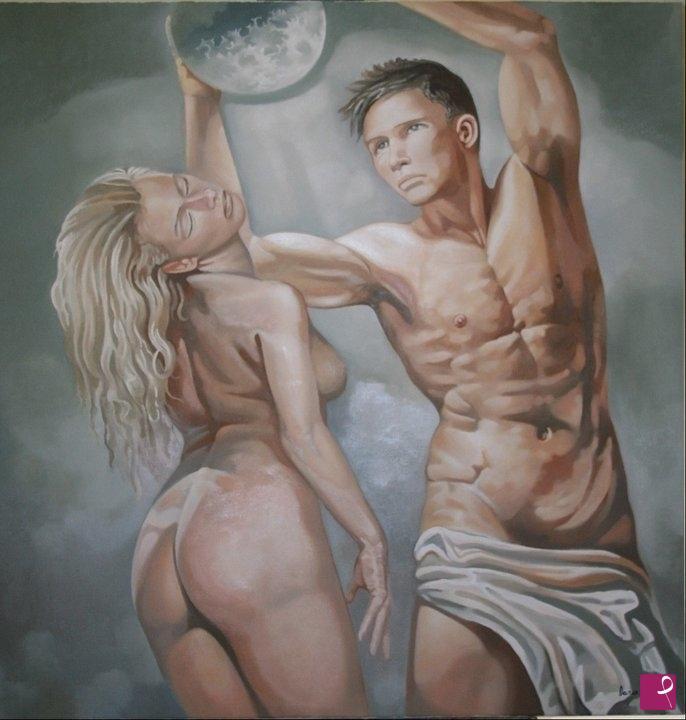quadri in vendita online - "Amore e Psiche" Olio su tela.