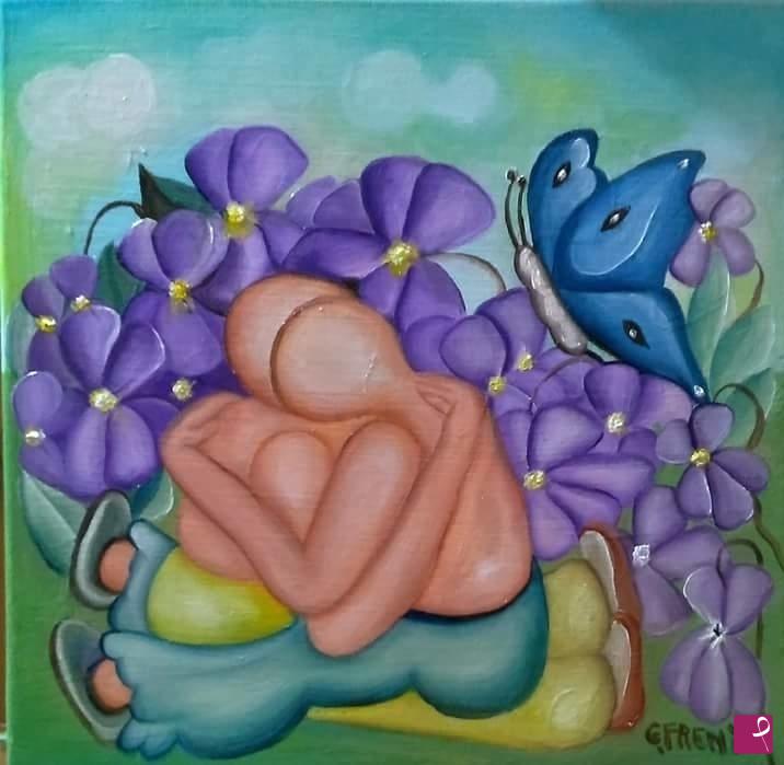 quadri in vendita online - Amore tra le viole