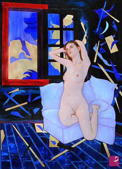quadri in vendita online - Anaïs dans la chambre bleue