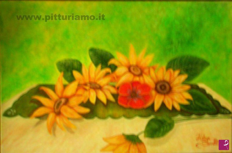 quadri in vendita online - anemone tra i girasoli