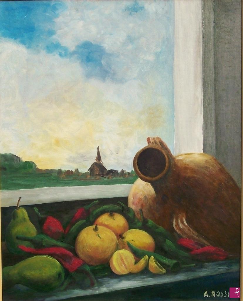 quadri in vendita online - ANFORA CON PERE,PEPERONI E ARANCIE  (2007)