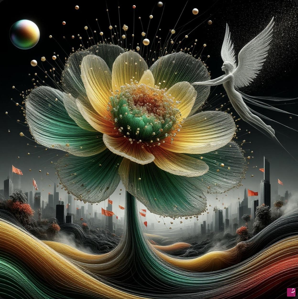 quadri in vendita online - Angel and flower 