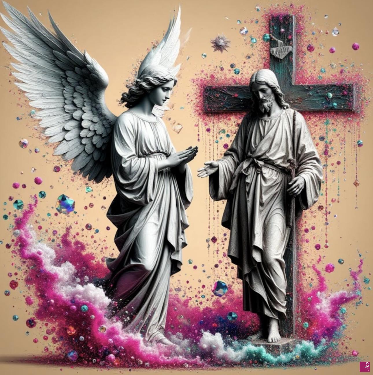 quadri in vendita online - Angel and saint