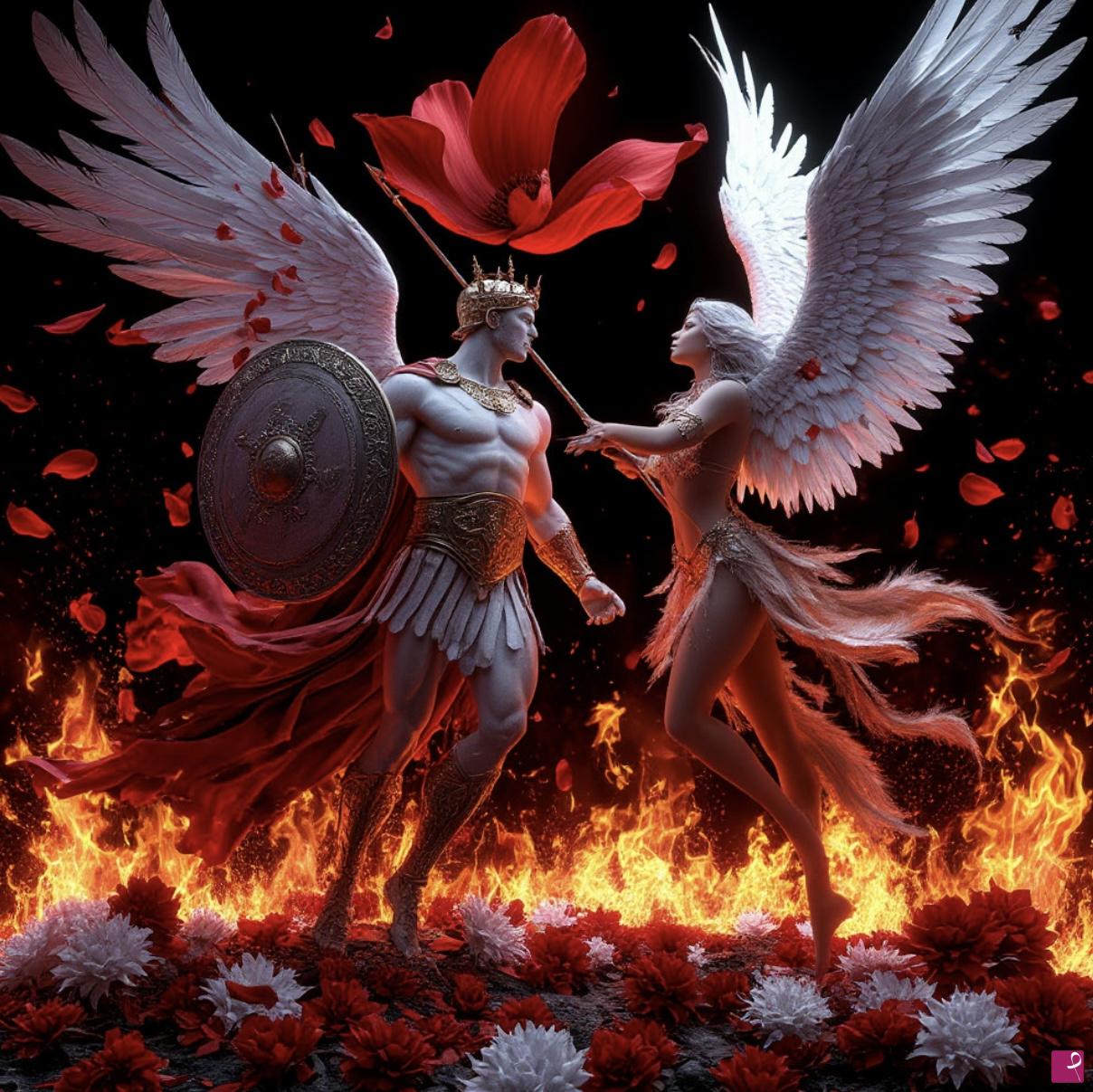 quadri in vendita online - Angel and warrior 
