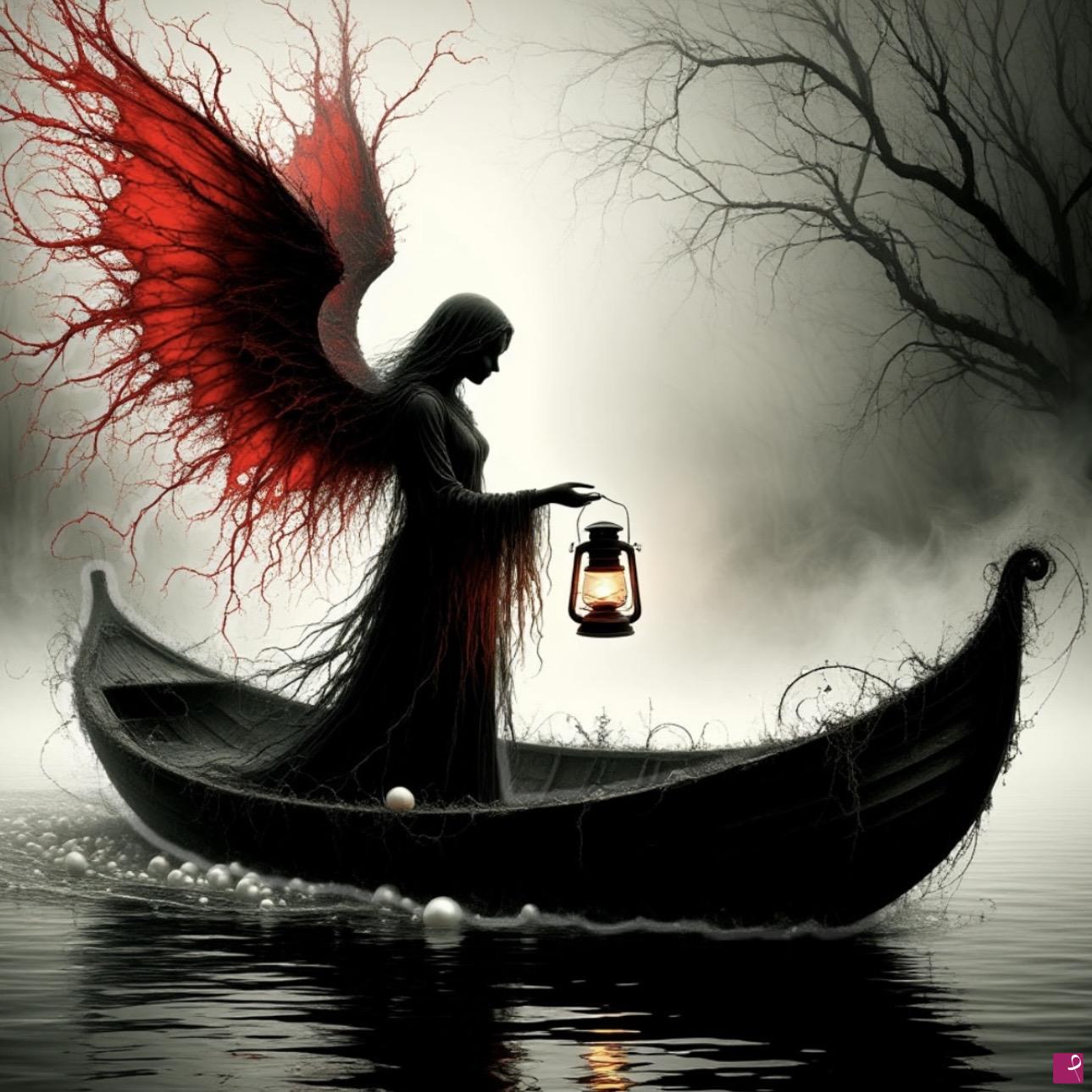 quadri in vendita online - Angel in a boat
