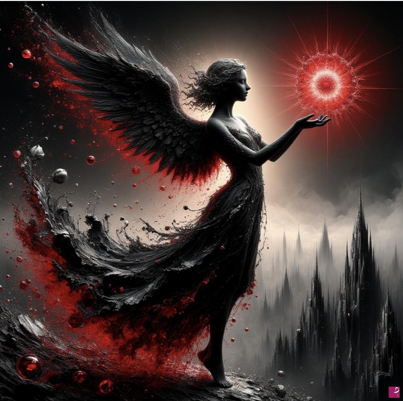 quadri in vendita online - Angel in black dress 