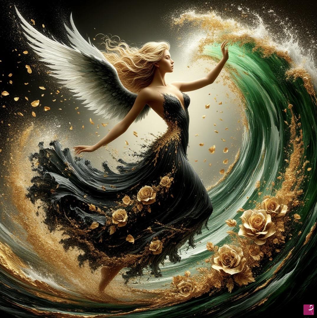quadri in vendita online - Angel in black dress 