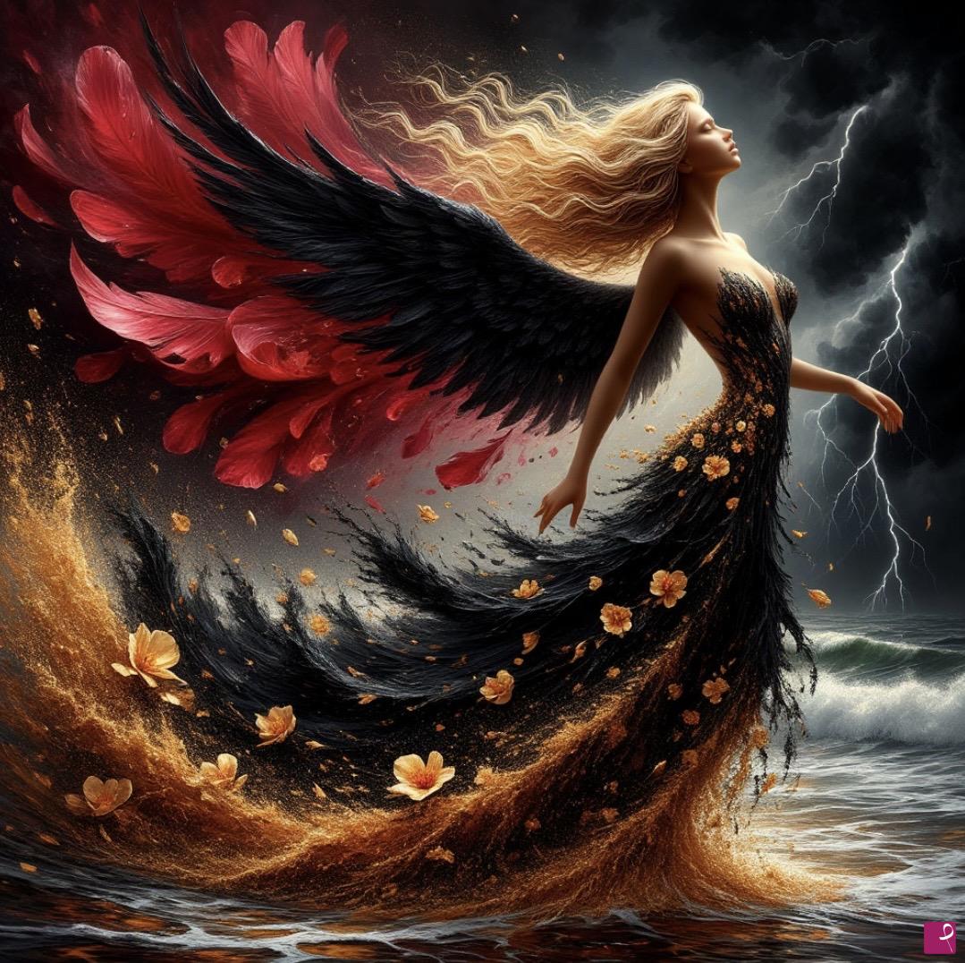 quadri in vendita online - Angel in the raging ocean