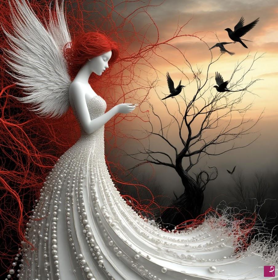 quadri in vendita online - Angel in  white dress