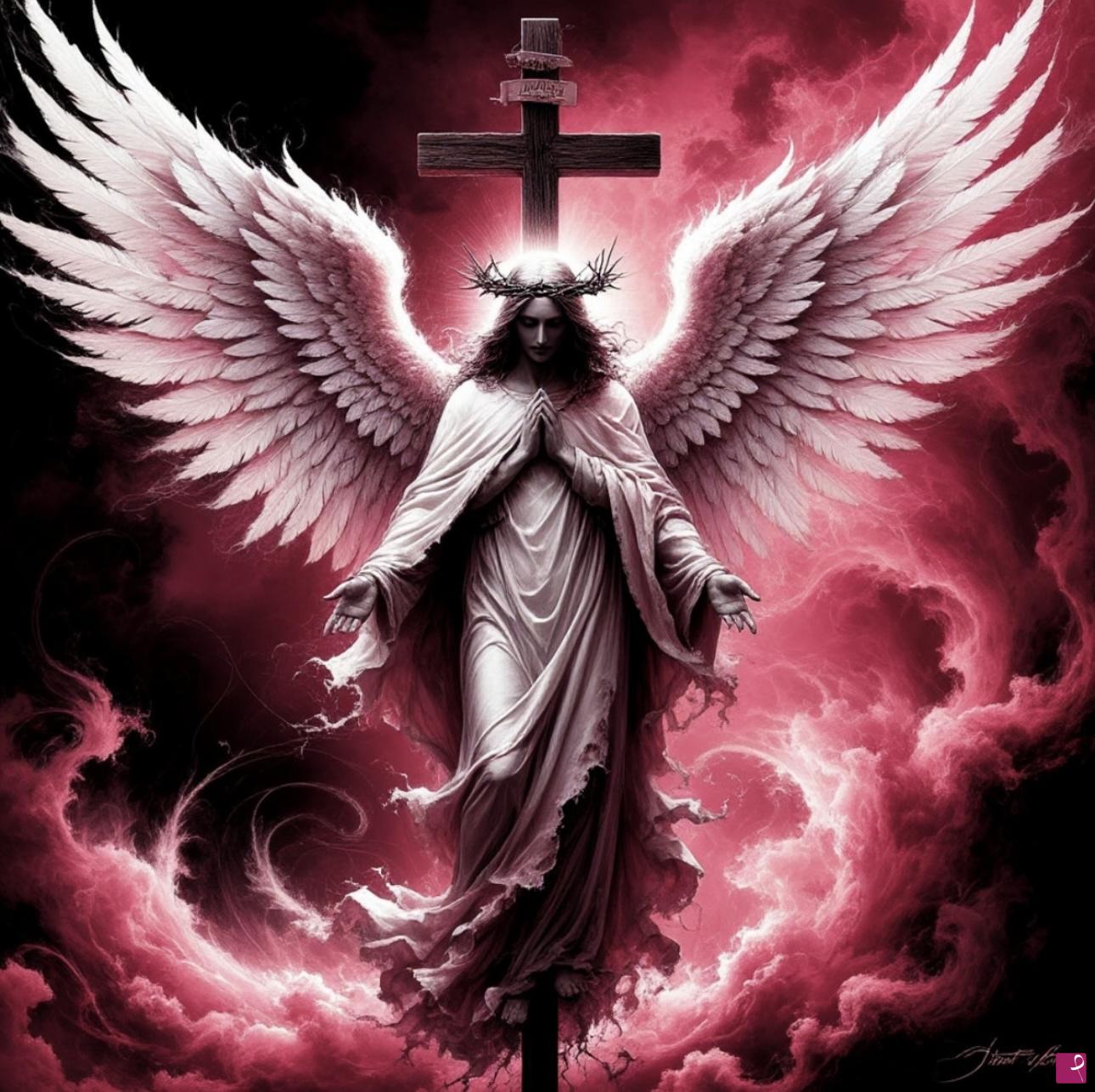 quadri in vendita online - Angel martyr, bible cross 2