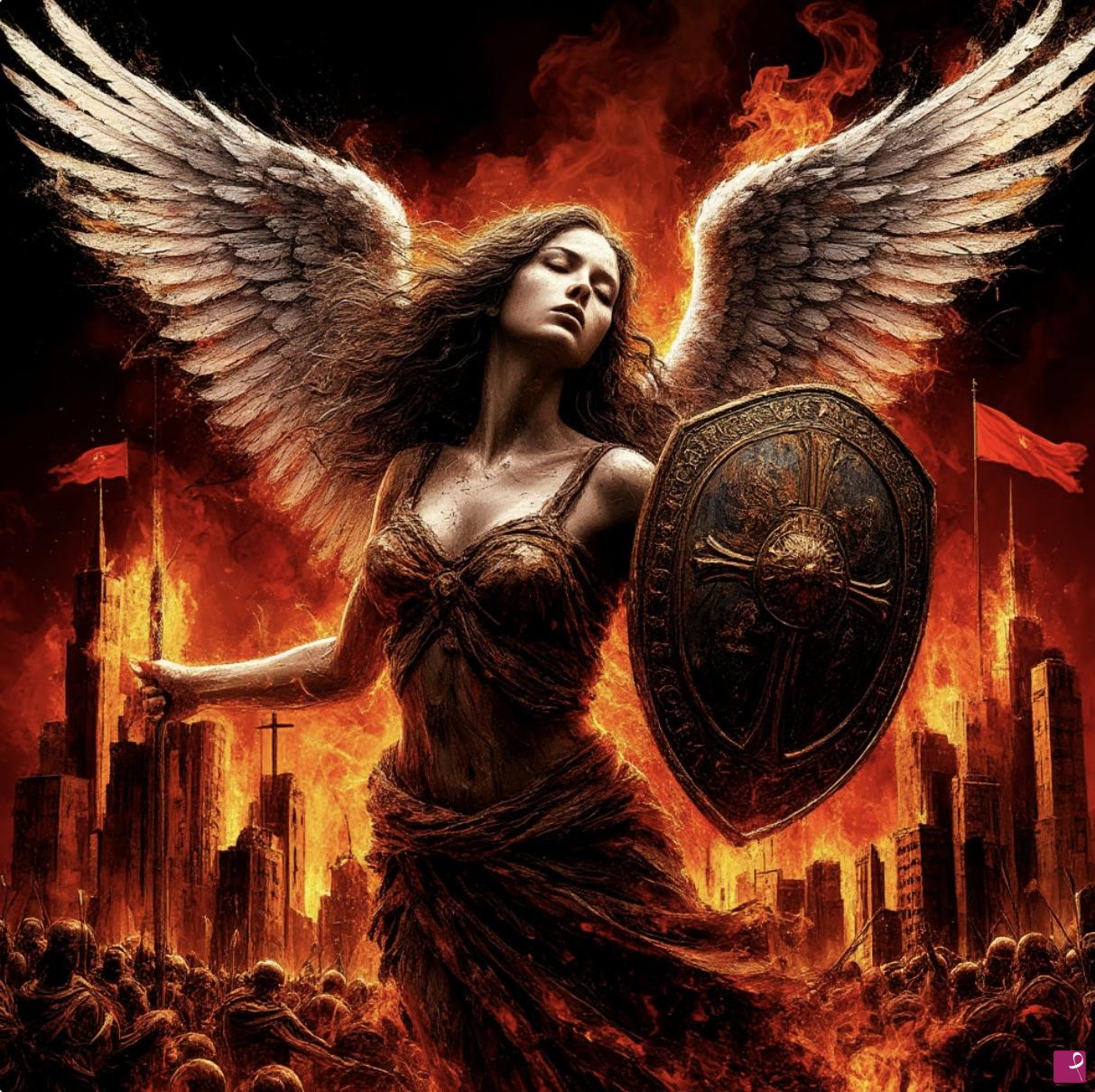 quadri in vendita online - Angel of city protection