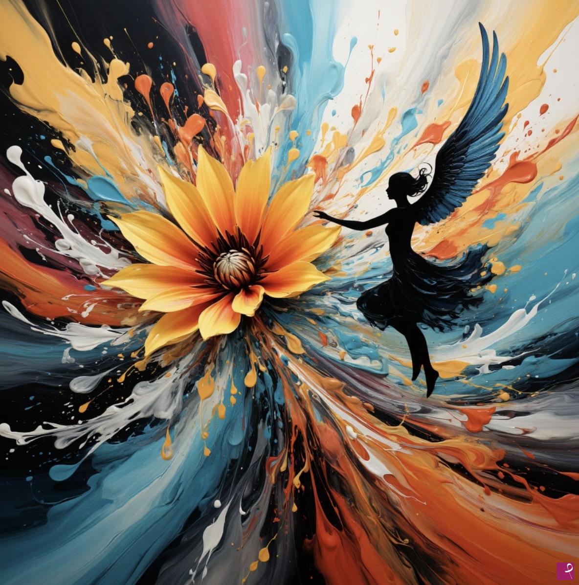 quadri in vendita online - Angel on flower
