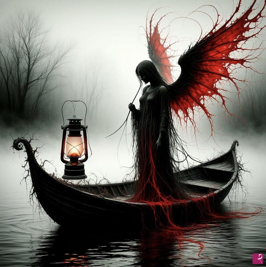 quadri in vendita online - Angel on the river