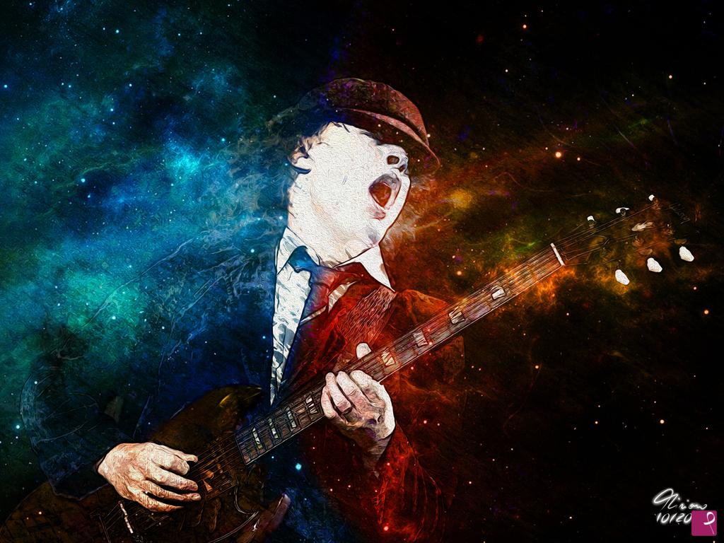 quadri in vendita online - Angus Young - guitarist