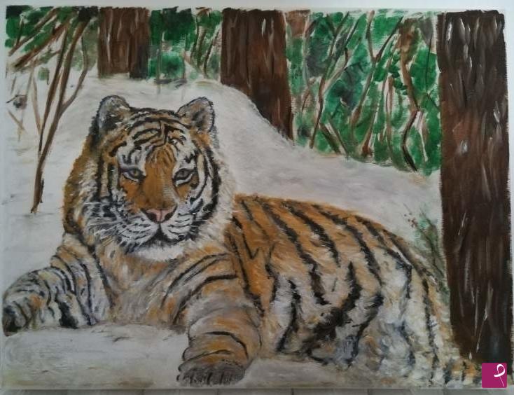 quadri in vendita online - animali  della savana tigre siberiana