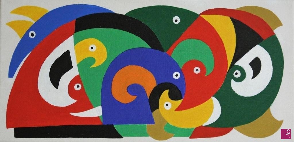 quadri in vendita online - Animals and clown