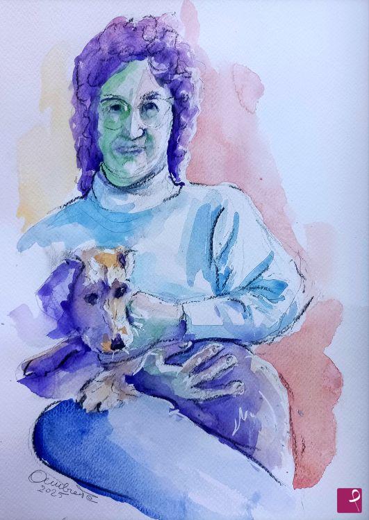 quadri in vendita online - Anna e il cane Lucio