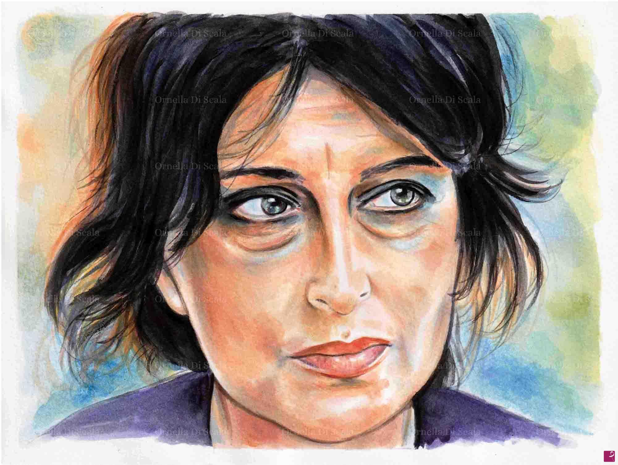 quadri in vendita online - Anna Magnani ritratto ad acquerello 