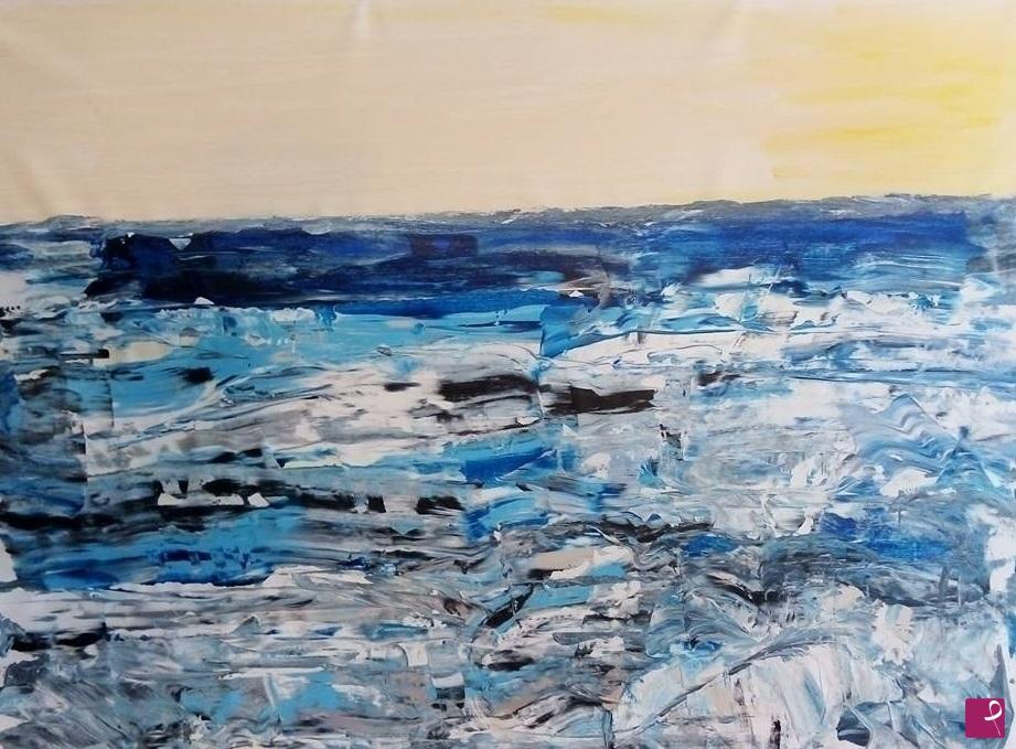 quadri in vendita online - ANTARTIDE  Quadro astratto informale su tela dipinto paesaggio marino