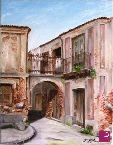 quadri in vendita online - "Antico borgo" (Anoia)