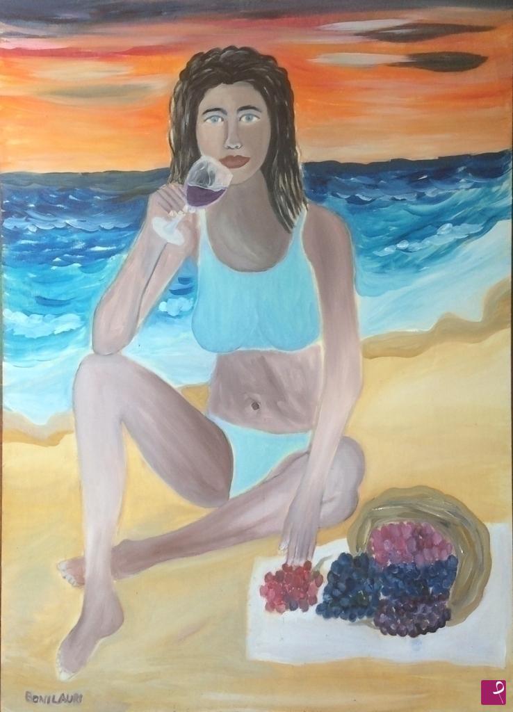 quadri in vendita online - Aperitivo sulla spiaggia