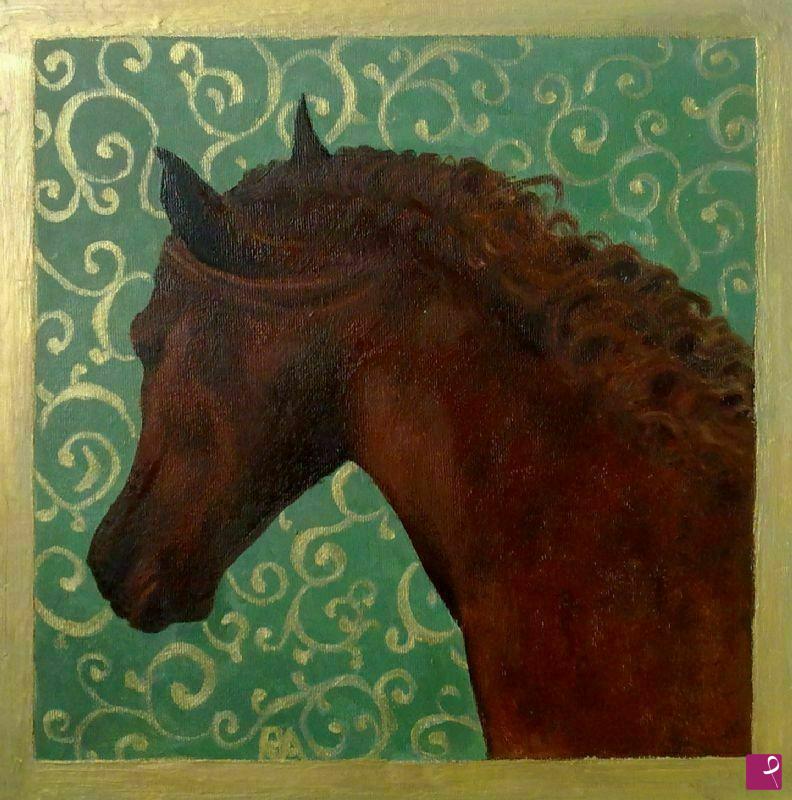 quadri in vendita online - arabesco -cavallo verde
