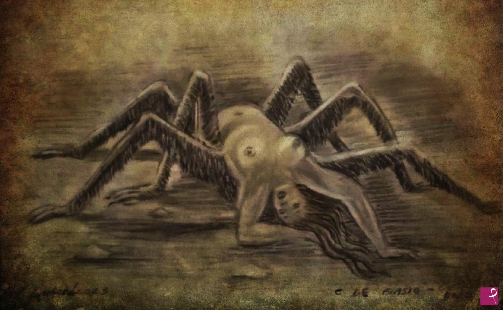 quadri in vendita online - Aracne.copiato    dall'incisione  del 1861   del  Maestro  Gustave Dore,ena,30x40