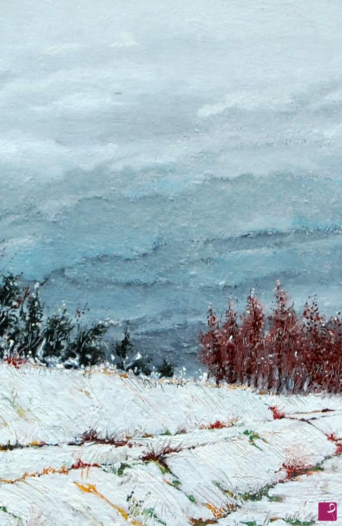 quadri in vendita online - Argine del Reno con neve