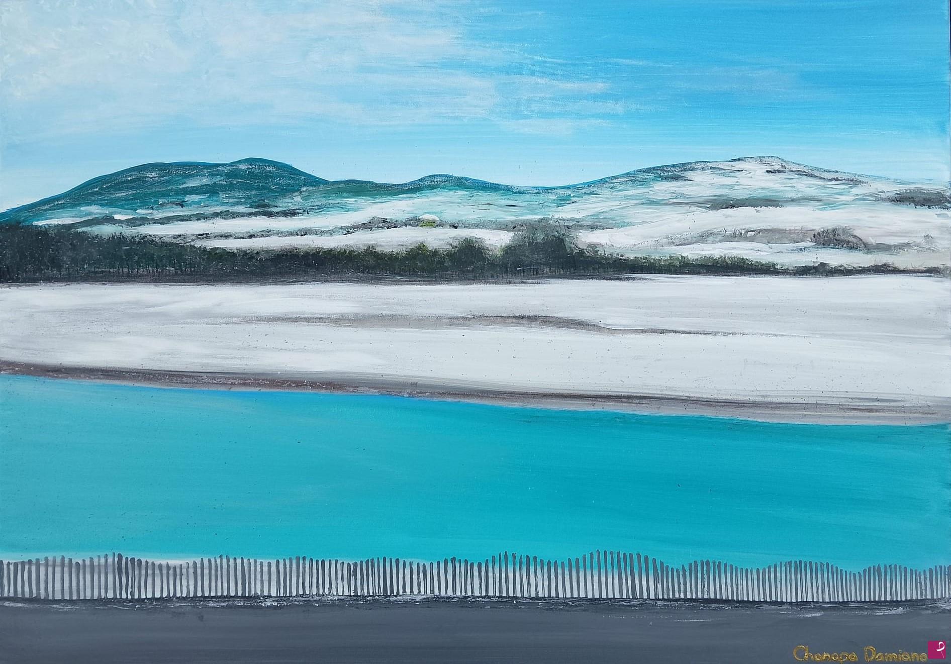 quadri in vendita online - Argine Trebbia rivergaro (Inverno).
