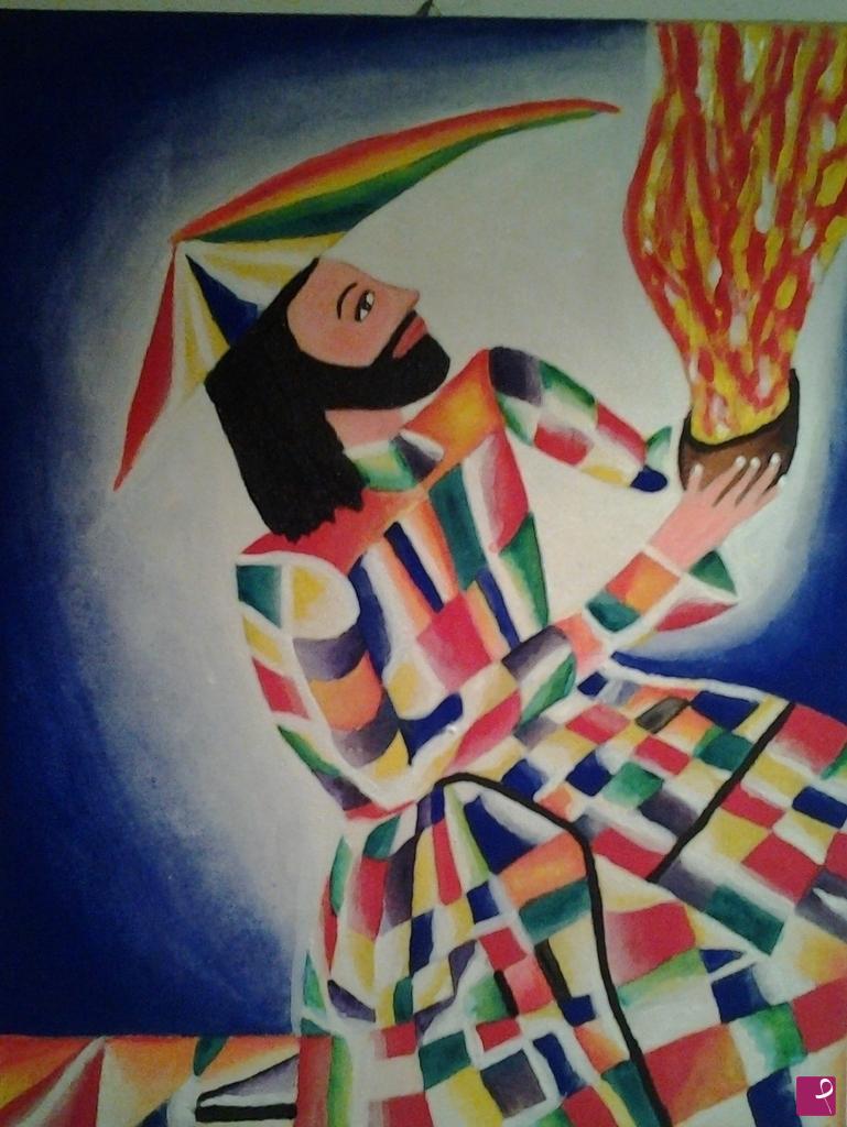 quadri in vendita online - Arlecchino e il fuoco