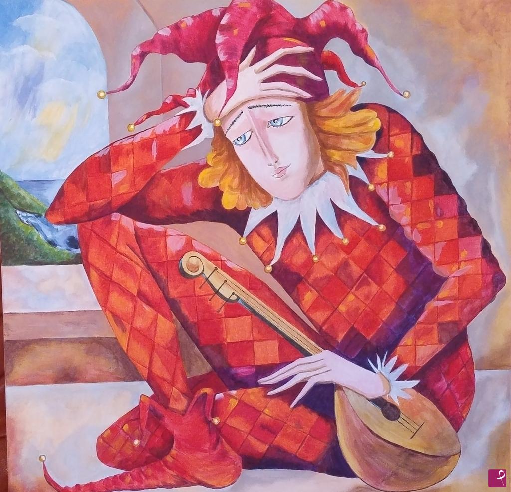 quadri in vendita online - Arlecchino (giullare innamorato)