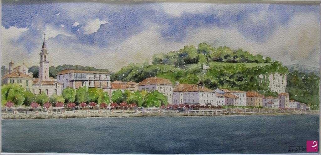 quadri in vendita online - Arona - lungolago e la Rocca