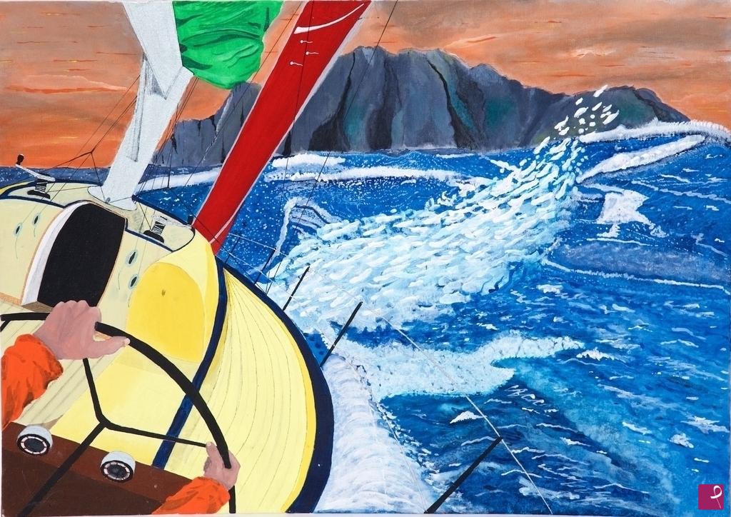 quadri in vendita online - Arrivo a Ponza al mattino