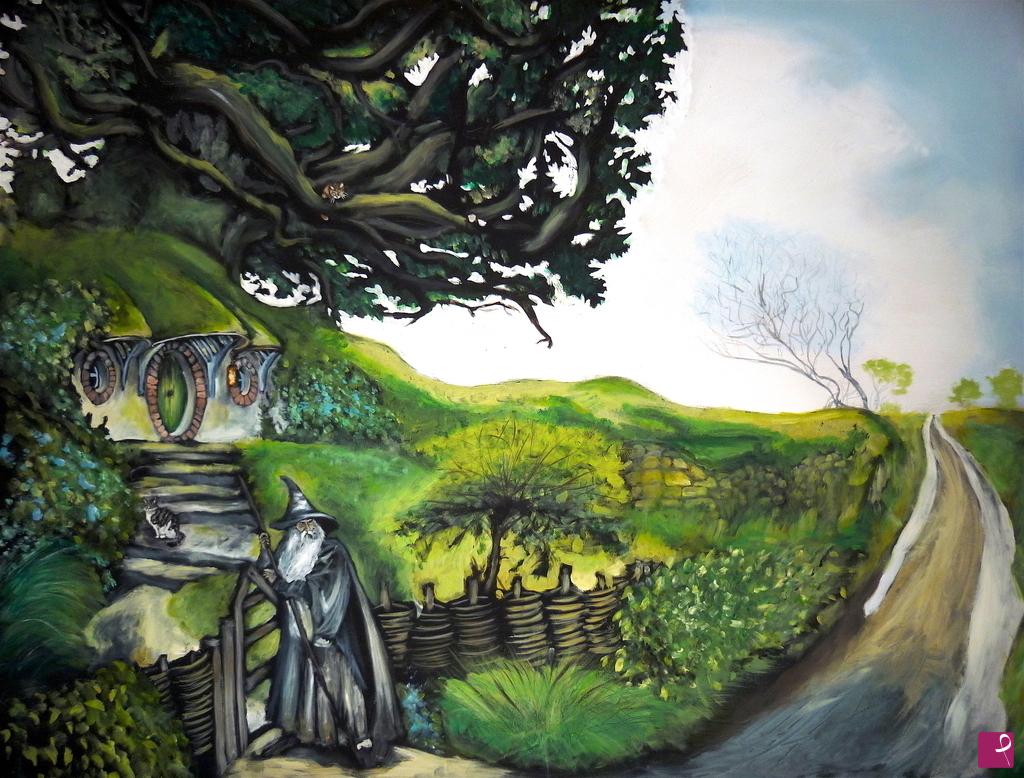 quadri in vendita online - Arrivo di Gandalf a Hobbiton