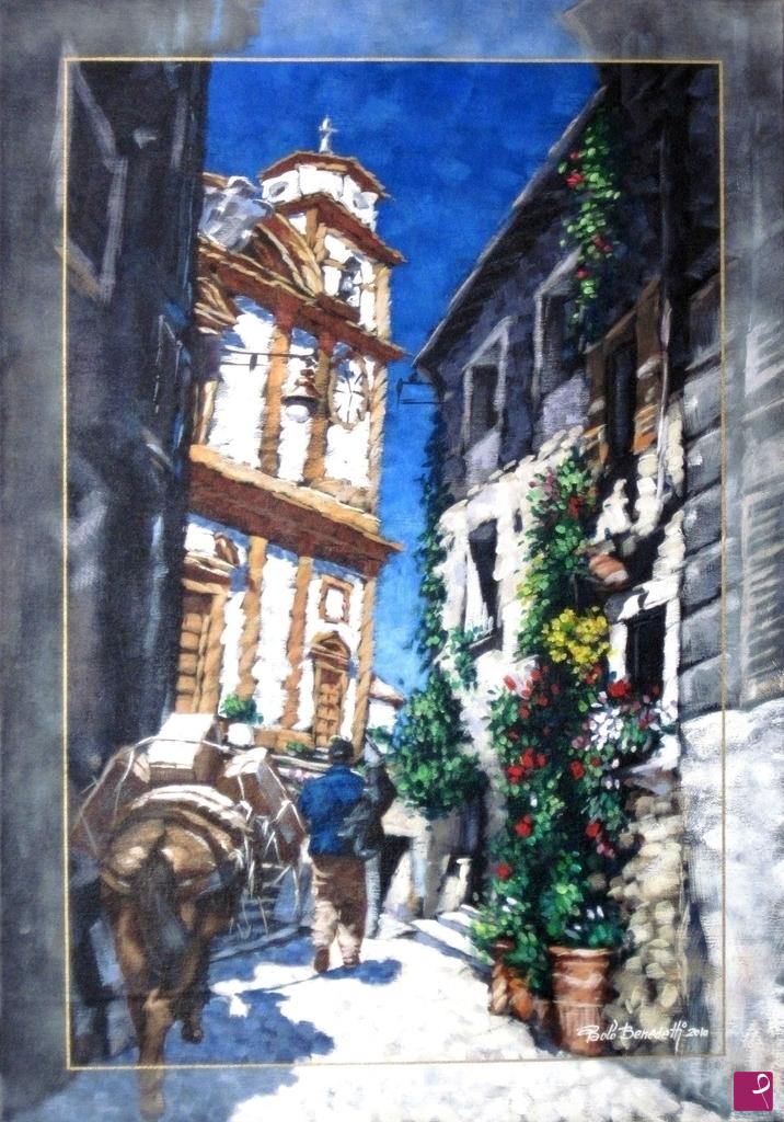 quadri in vendita online - Artena - vicolo caratteristico