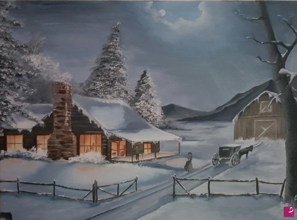 quadri in vendita online - ARTmountain_Cottage_al chiaro di luna