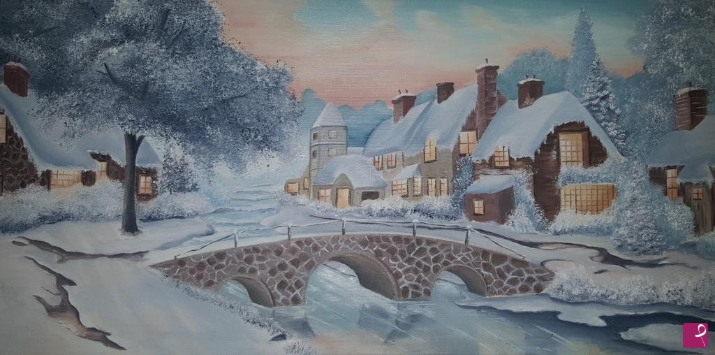 quadri in vendita online - ARTmountain_snow_village