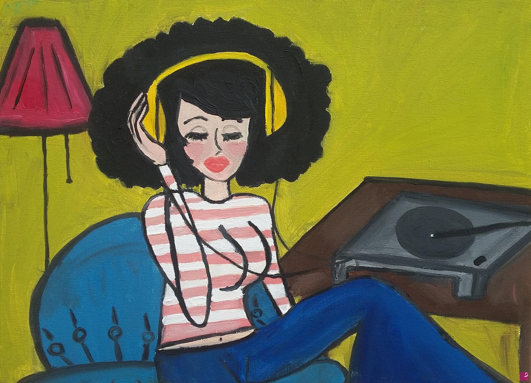 quadri in vendita online - "Ascoltando" olio su tela 30x40