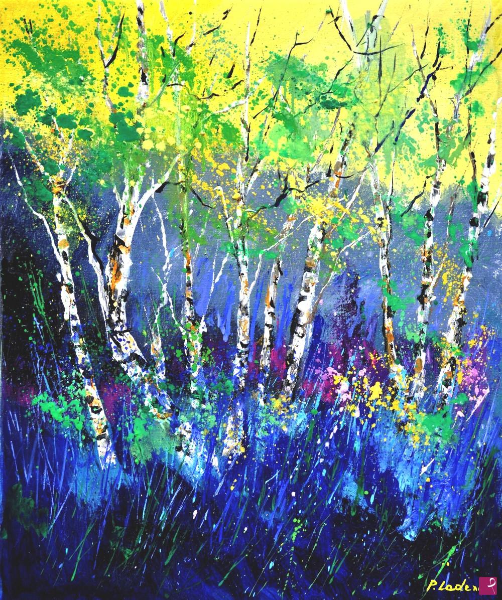 quadri in vendita online - Aspen trees in spring