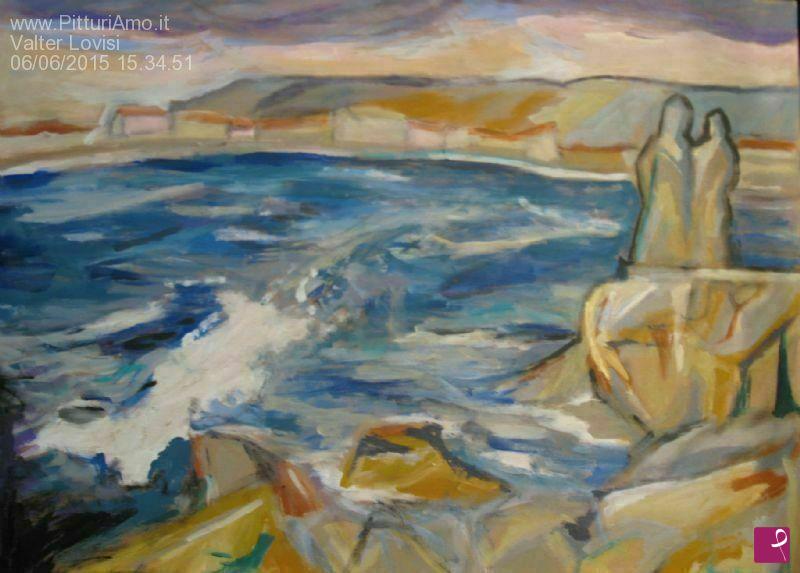 quadri in vendita online - Astratto mare scogliera 70 x 50